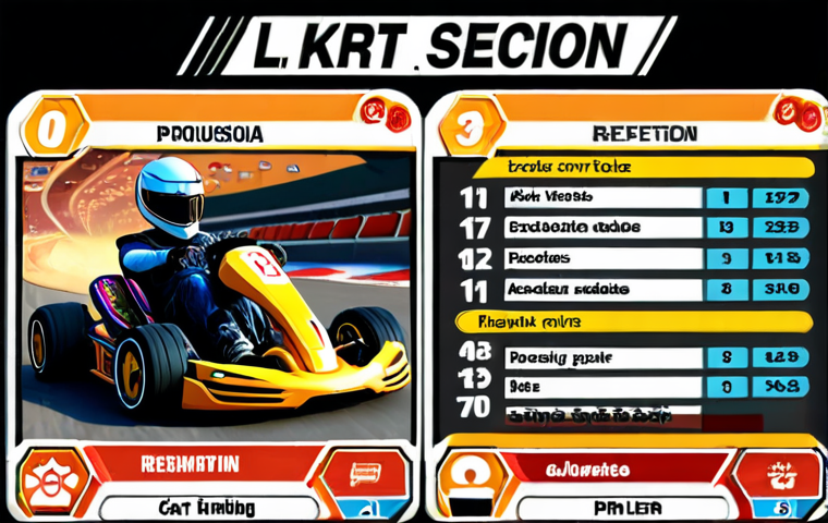 Character Selection**
Prompt: "A vibrant Kart Rider character selection screen. Show diverse characters with stats visible, highlighting speed and handling. Arabic text overlays explaining each character's strengths. Background includes iconic Kart Rider tracks. The overall style should be colorful and inviting, like an arcade game."
**