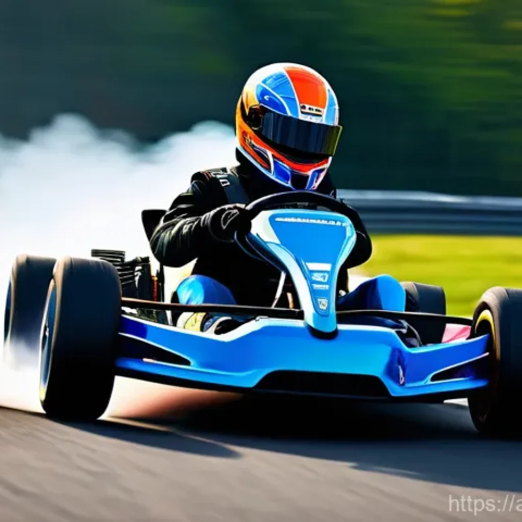 카트라이더 전설 트랙의 비밀 - **Prompt:** "A sleek, high-performance racing kart, executing a perfect, extended drift through a sh...
