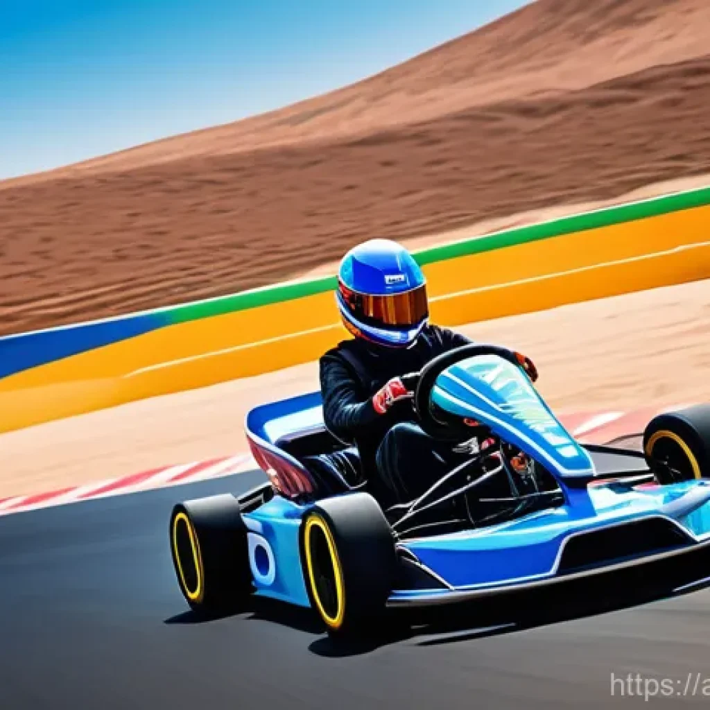카트라이더 트랙 분석과 노하우 - A highly skilled male racer in a futuristic, sleek kart, mid-drift through a sharp, critical turn on...