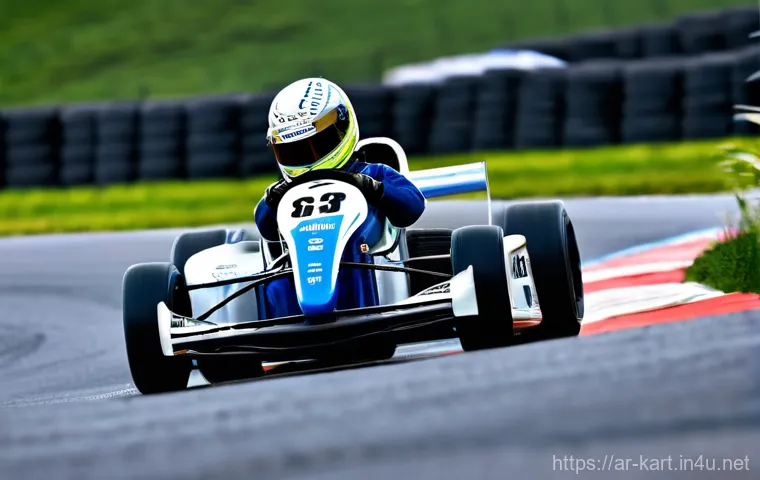 카트라이더 트랙별 플레이 전략 - An action-packed, mid-angle scene depicts a fiercely competitive moment from a kart race, set on a b...