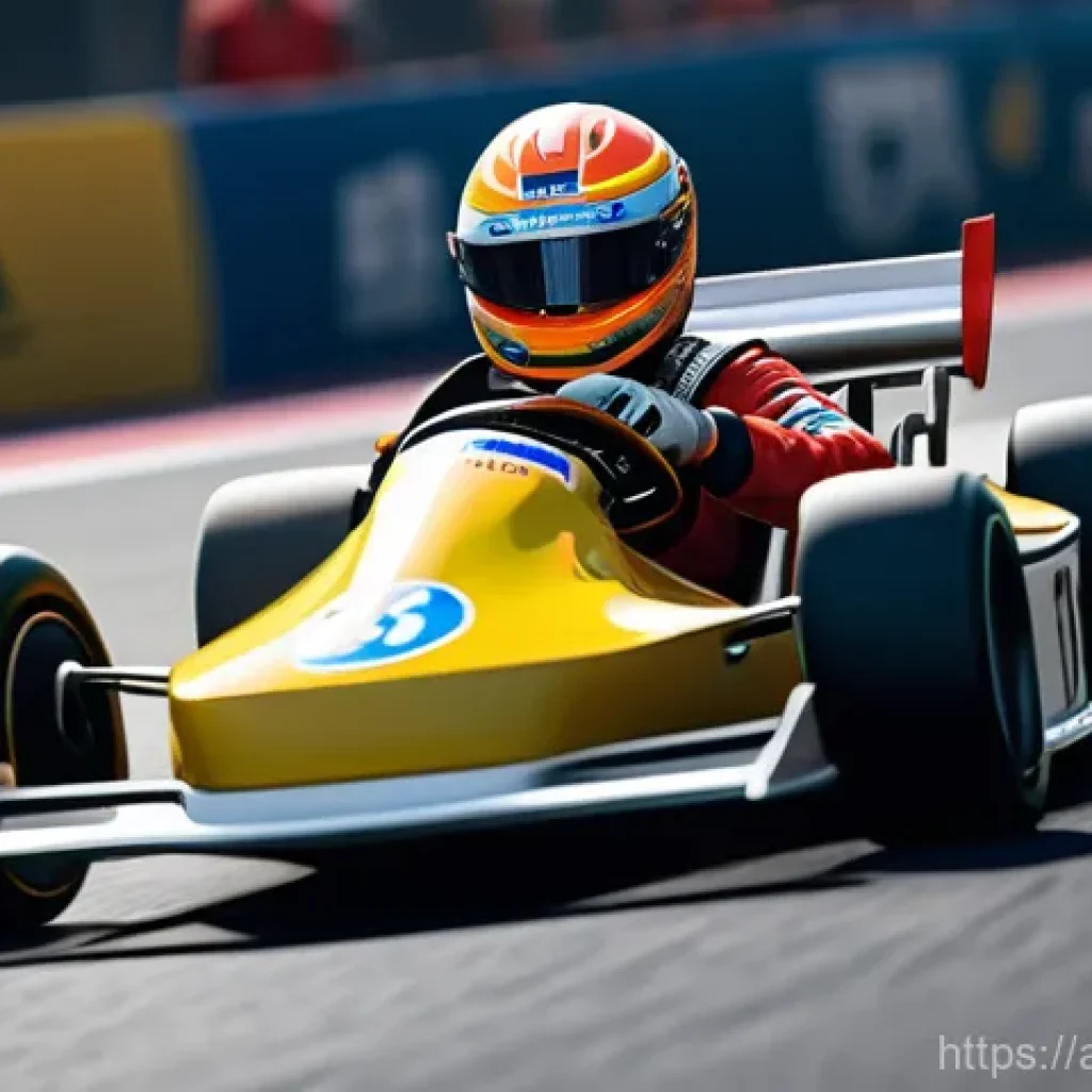 카트라이더 인기 유튜버 채널 리스트 - A character in a speed-focused kart is slightly in the lead, looking back and deploying a cartoonish...