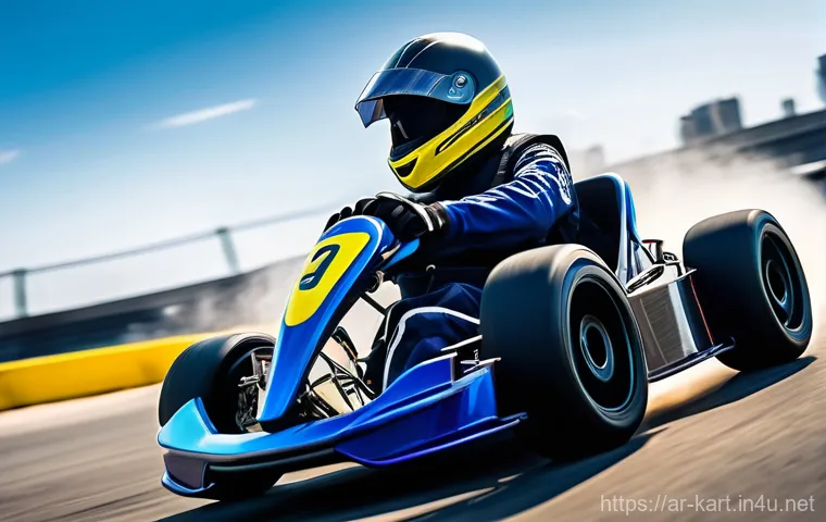 카트라이더 초보 유저의 성공 전략 - A dynamic, high-angle shot of a vibrant, KartRider-style kart expertly executing a perfect drift aro...