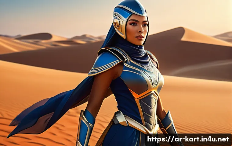 카트라이더 팬아트 대회의 비하인드 스토리 - **Prompt 1: Character Art - "Desert Dynamo Dao"**
    A dynamic, full-body digital painting of KartR...