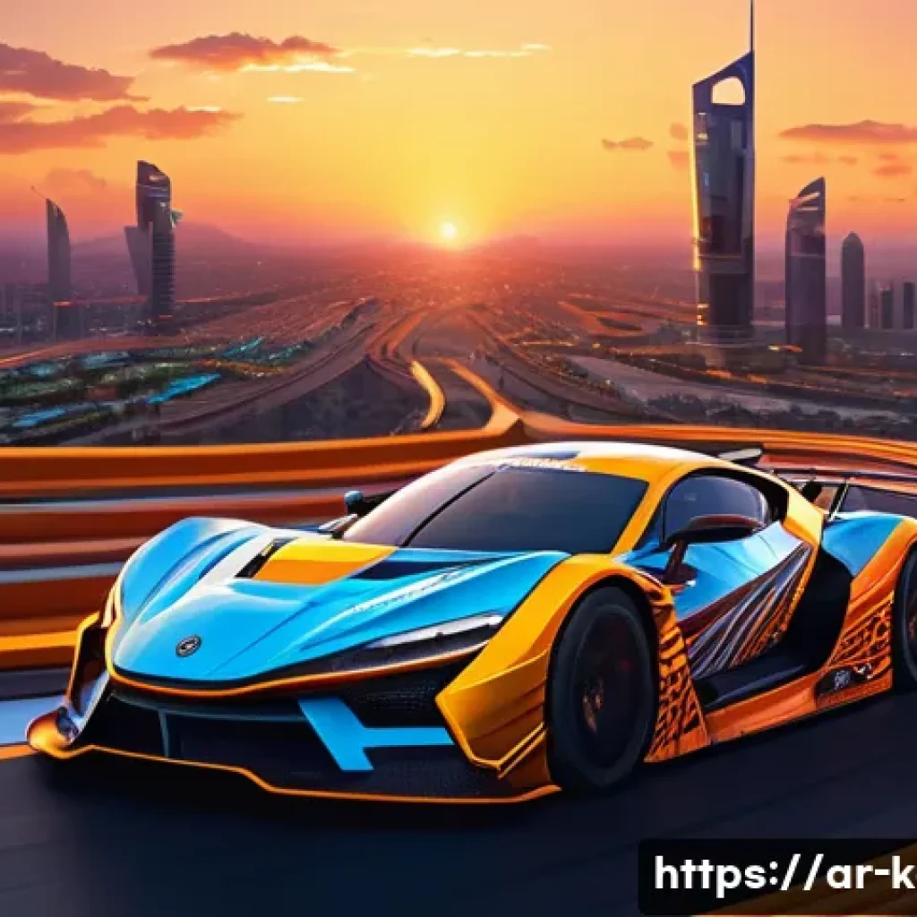 카트라이더 신규 트랙 특징 분석 - A dynamic KartRider racing scene on a complex, vibrant map inspired by Arabic culture, featuring sha...