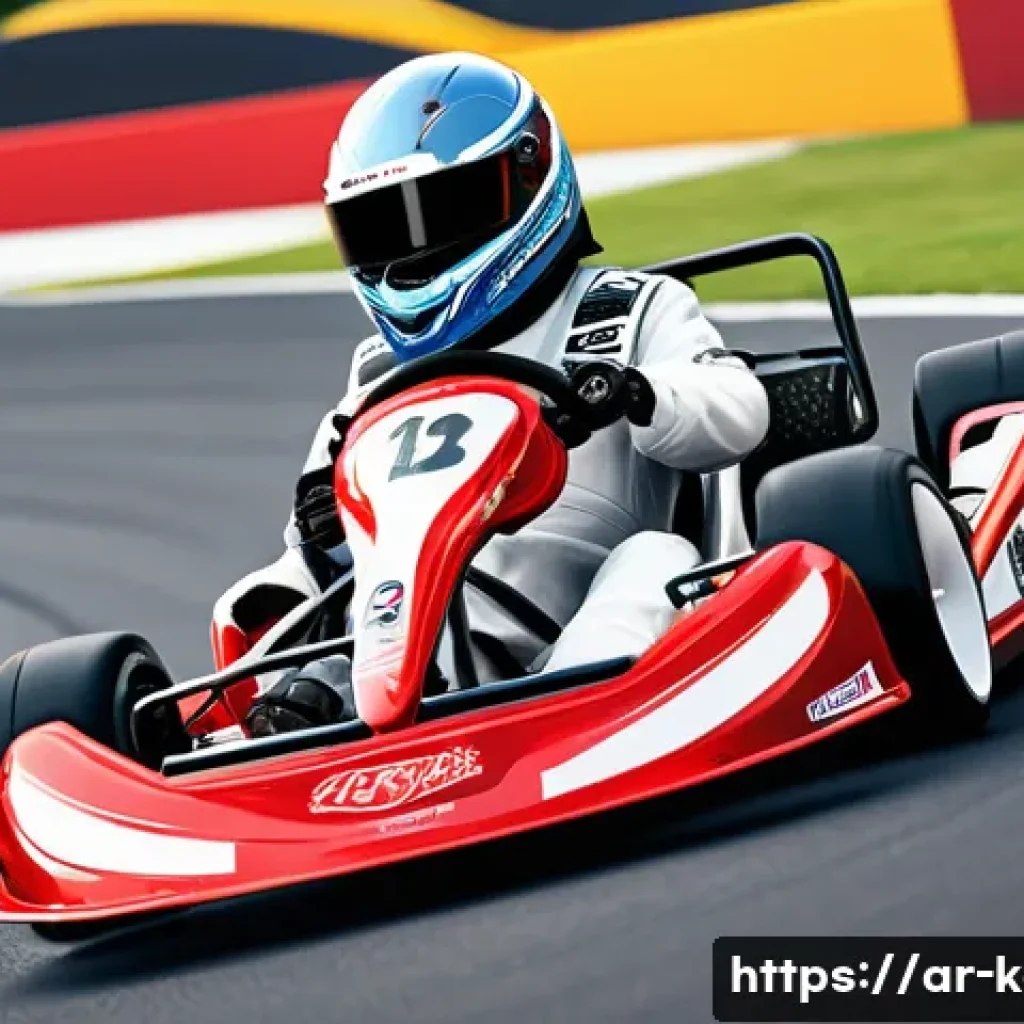 카트라이더 스피드전 차량 세팅 - A detailed digital illustration of a high-performance go-kart racing on a complex, winding track und...