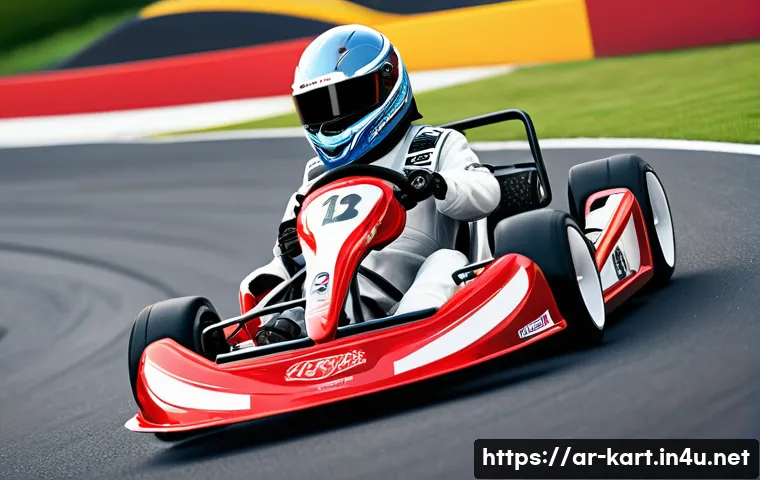 카트라이더 스피드전 차량 세팅 - A detailed digital illustration of a high-performance go-kart racing on a complex, winding track und...