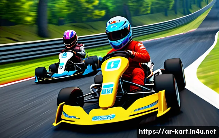카트라이더 신규 트랙과 업데이트 소식 - A dynamic and vibrant kart racing scene set in a complex new track with sharp turns and smooth slope...