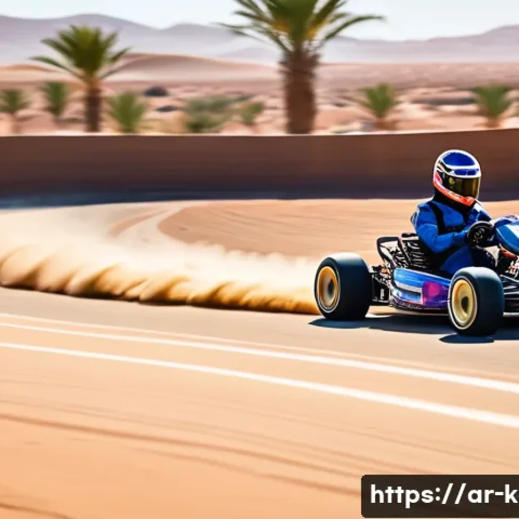 카트라이더 초보 유저를 위한 트랙 공략 모음 - A dynamic KartRider racing scene on a long, straight desert track under a bright, clear sky typical ...