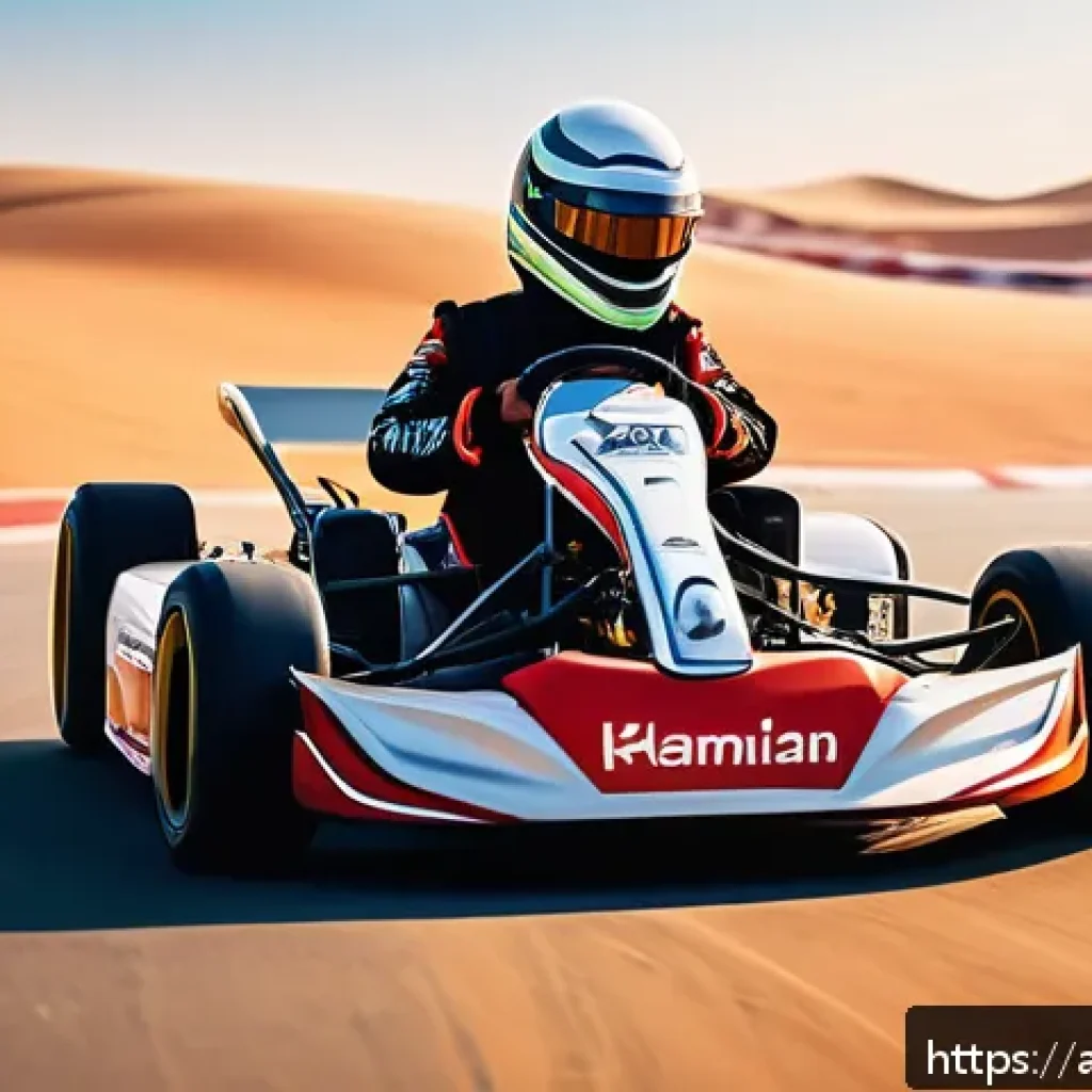 카트라이더 아이템전 활용법 - A dynamic racing scene set in a vibrant Kart Rider track inspired by Middle Eastern aesthetics, feat...
