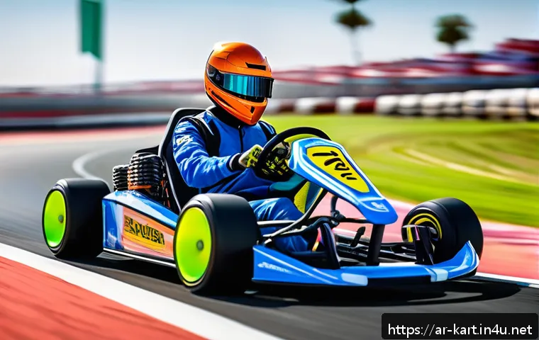 카트라이더 아이템 합성 노하우 - A dynamic racing scene in KartRider featuring a sleek kart equipped with a combination of speed-boos...