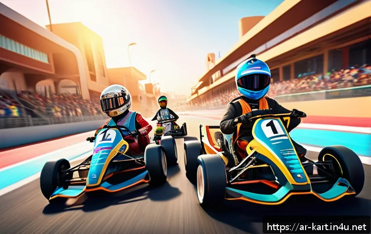카트라이더 게임 속 악성 유저 처리 - A vibrant KartRider multiplayer race scene set in a bustling urban Middle Eastern environment at sun...